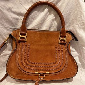 Chloé Marcie Caramel Suede Leather Satchel